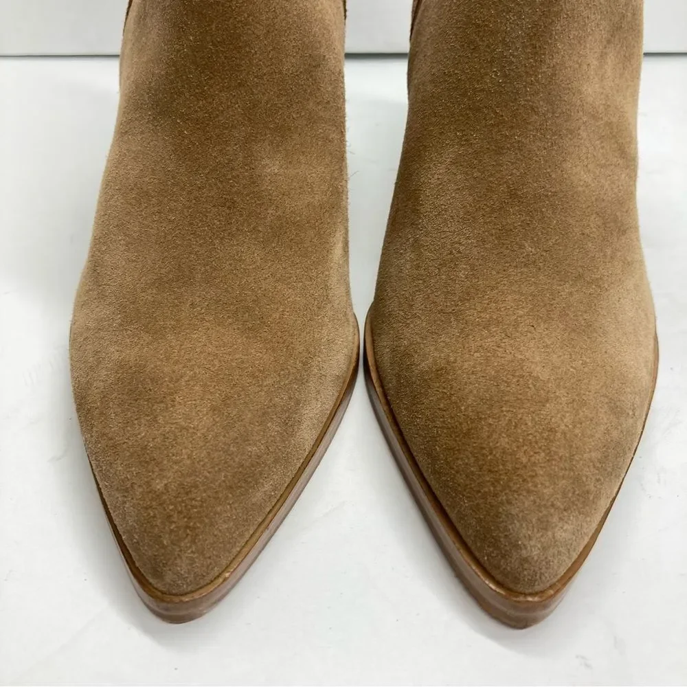 Marc Fisher Maree Suede Booties 9 Tan Ankle Western Block Heel Boots
